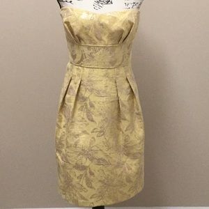 BCBGMaxazria yellow and gold strapless dress